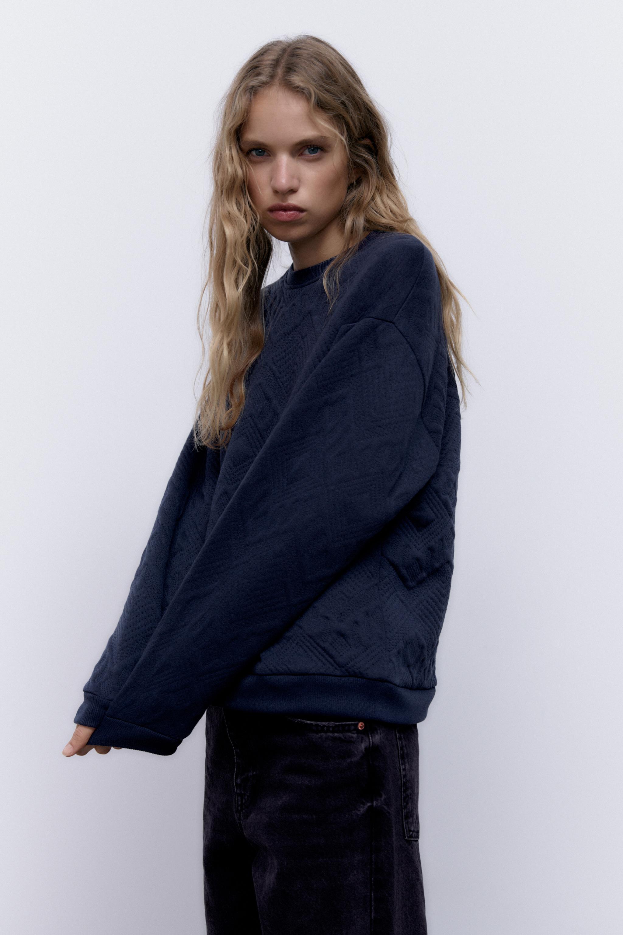 QUILTED SWEATSHIRT - Navy blue | ZARA United States