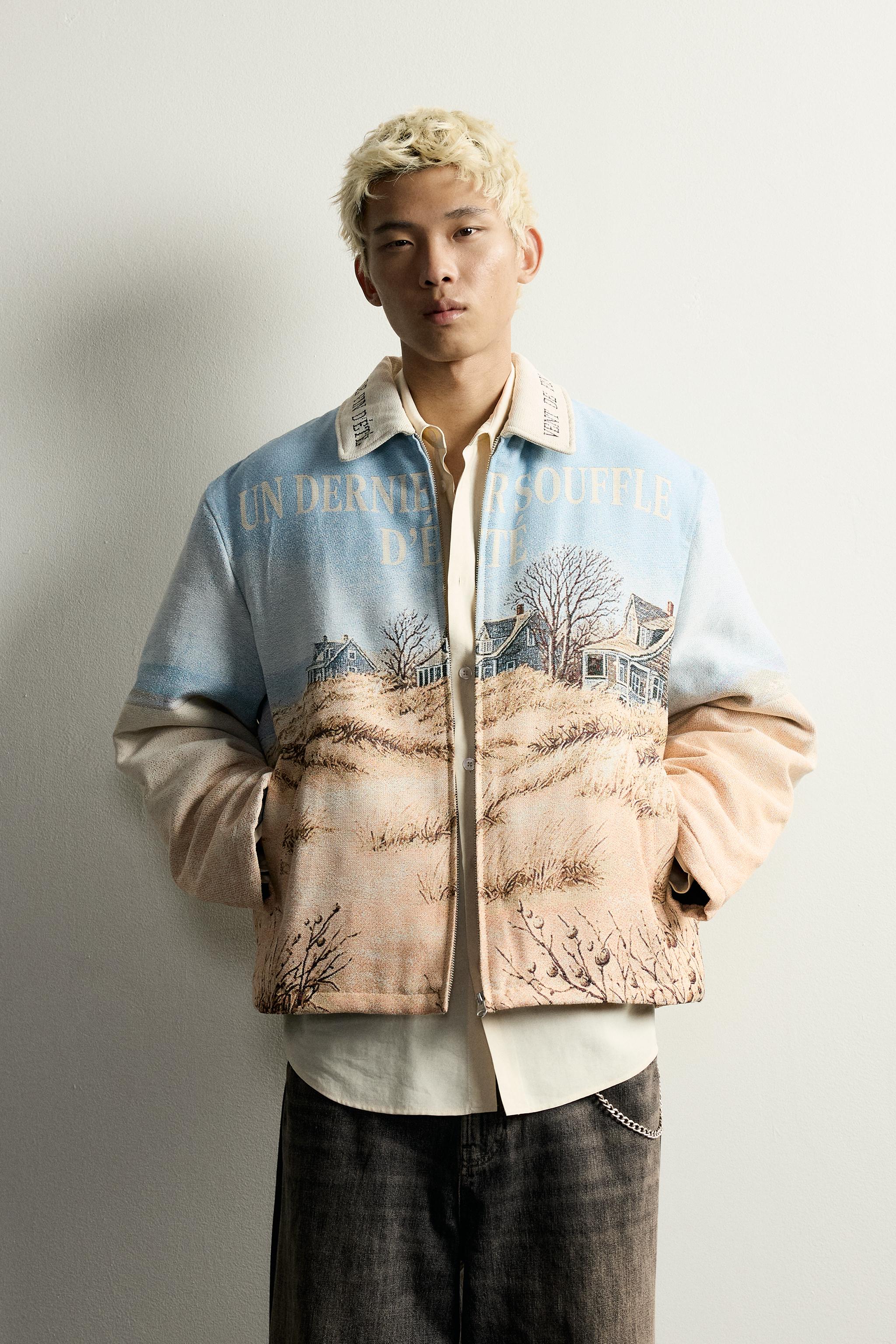 Мужские куртки Zara LANDSCAPE JACQUARD PADDED JACKET — фото 2