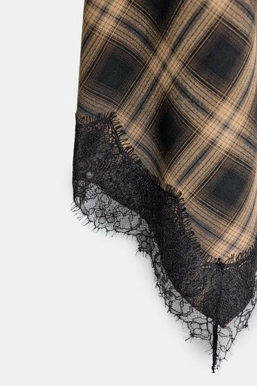 JUPE À CARREAUX EN DENTELLE ZW COLLECTION LIMITED EDITION - Ocre de Zara - Image 3