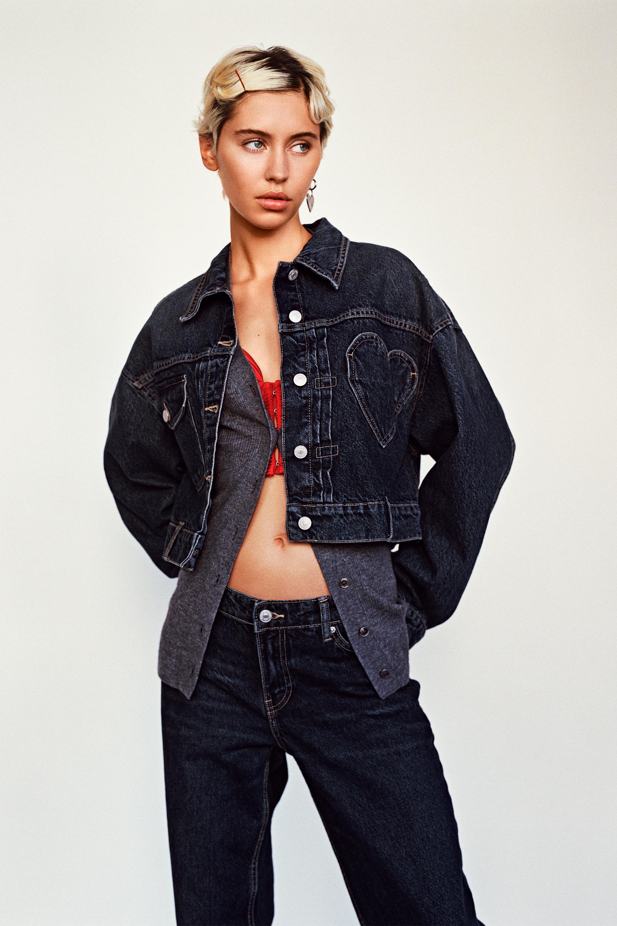 TRF HEART DENIM JACKET - Navy blue | ZARA United States