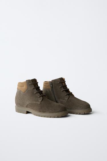 LEATHER ANKLE BOOTS - Grey by Zara