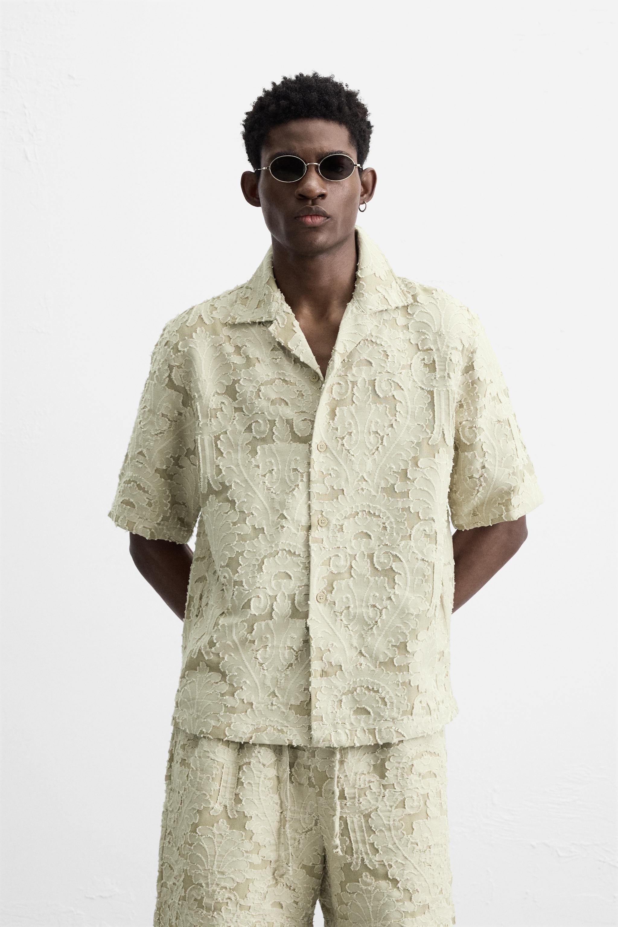 GEOMETRIC JACQUARD SHIRT - Khaki | ZARA United States