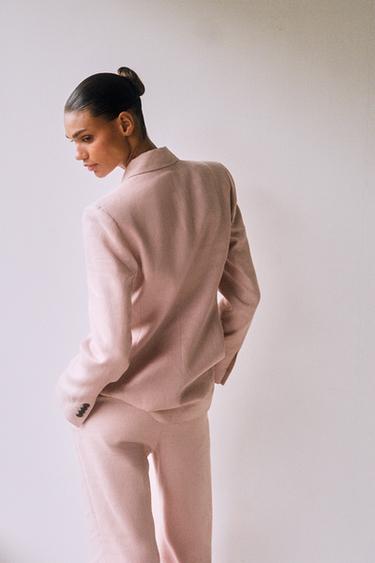 DOUBLE-BREASTED 100% LINEN BLAZER SET - Beige-pink by Zara