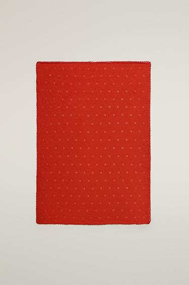 POINTELLE COTTON BABY BLANKET - Orange by Zara - Image 0