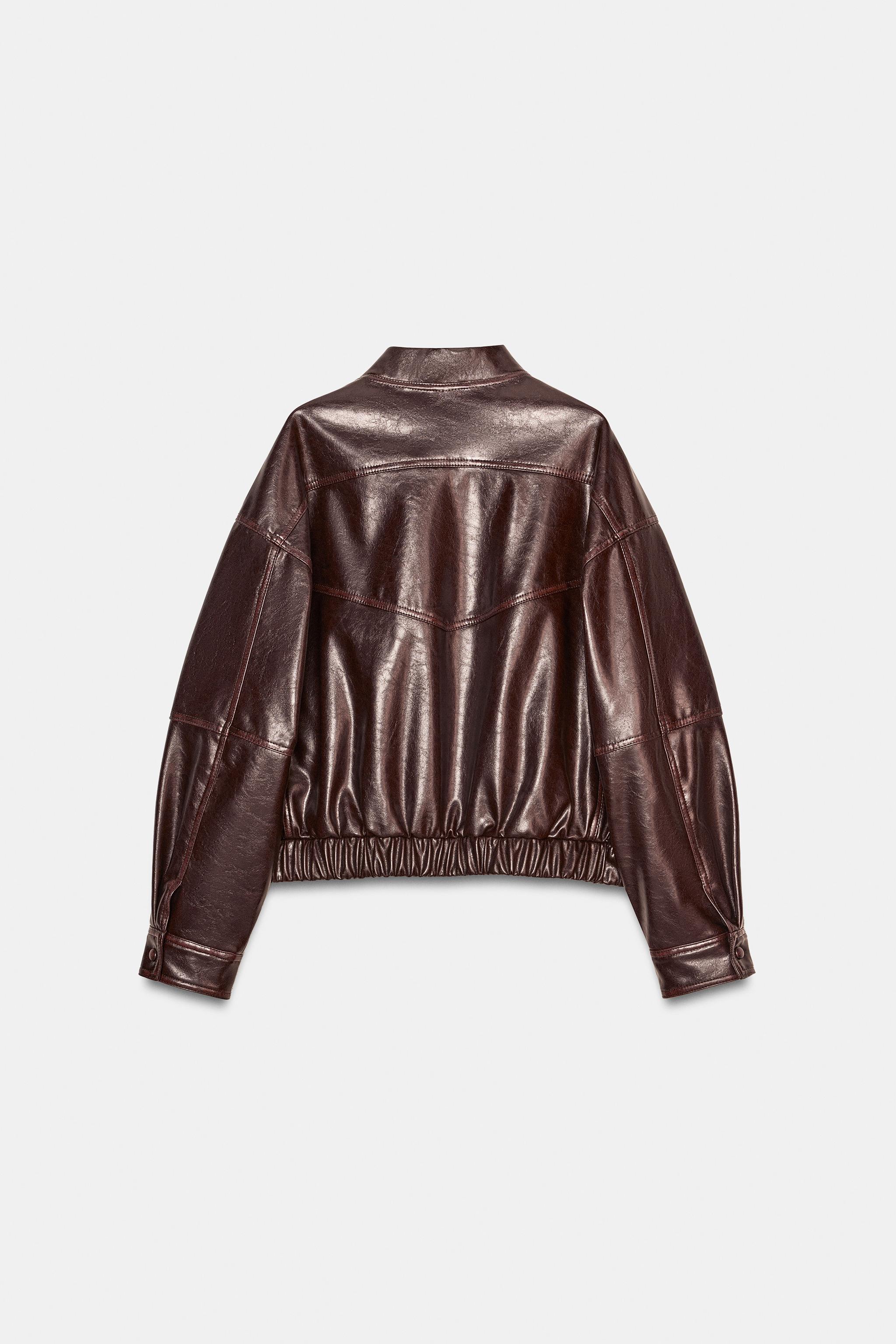 LEATHER EFFECT BOMBER JACKET