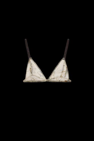 FLORAL PRINT TRIANGLE BRA - Ecru by Zara - Image 0