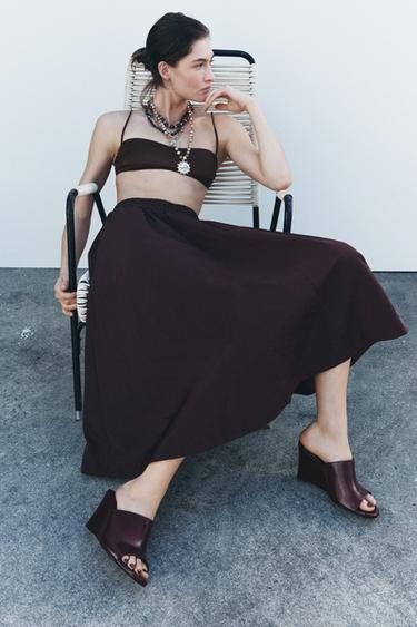 KEILABSATZSCHUH AUS LEDER - Bordeauxrot von Zara - Bild 0