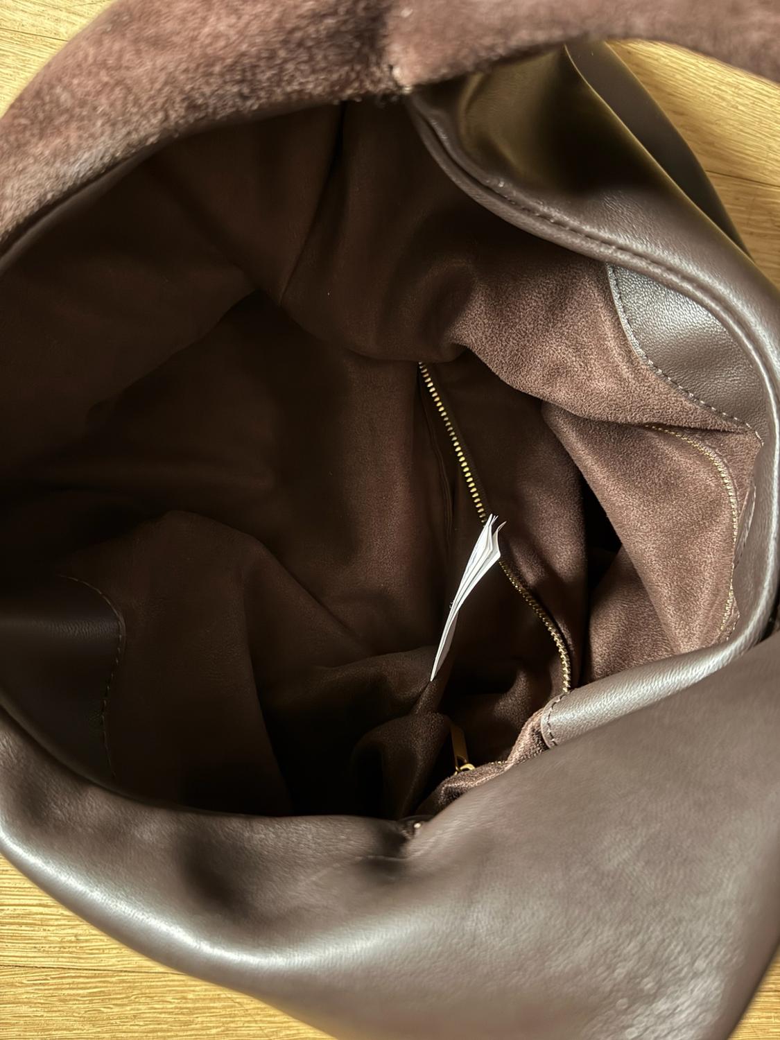 CONTRAST LEATHER SHOULDER BAG - Image 3