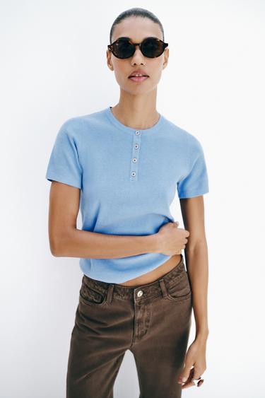 Z1975 LOOSE-FIT MID-WAIST JEANS WITH CROCHET - Brown by Zara - Image 1
