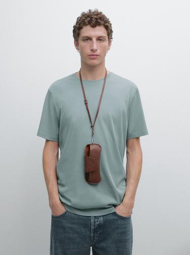 Zara Short sleeve cotton blend T-shirt - Blue / Gray