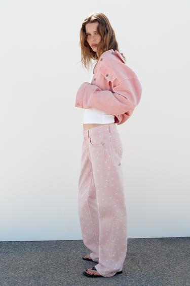 TRF LOW-RISE WIDE-LEG DOT JEANS - only one by Zara