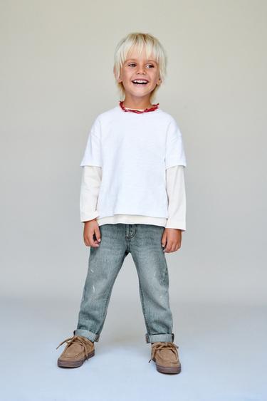 JEANS BAGGY ستايل ممزّق - أزرق وسط الخاص بـ Zara