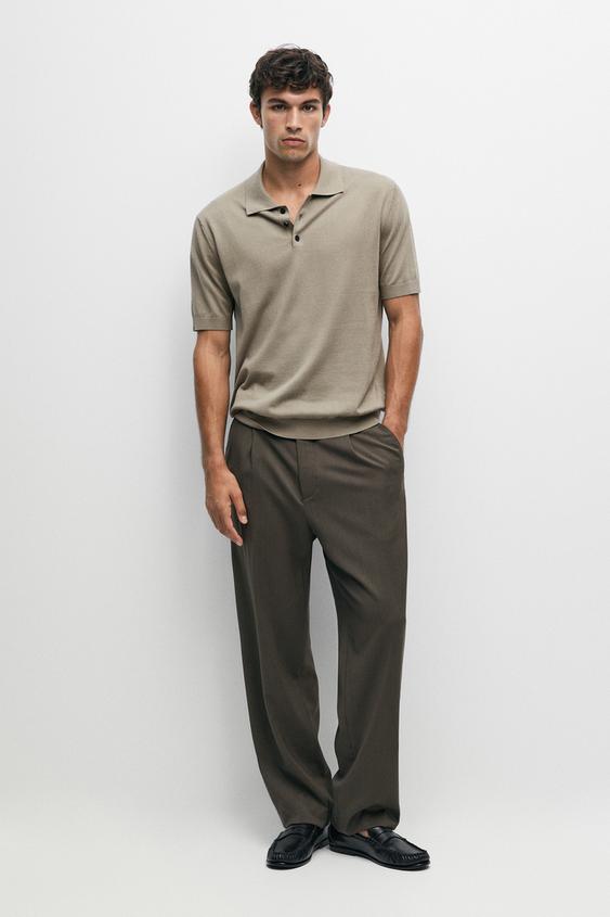 Polo punto manga corta 100% algodón - Khaki claro de Zara - Imagen 0