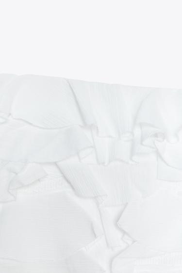 STRAPLESS TOP WITH RUFFLES - White by Zara - Image 3