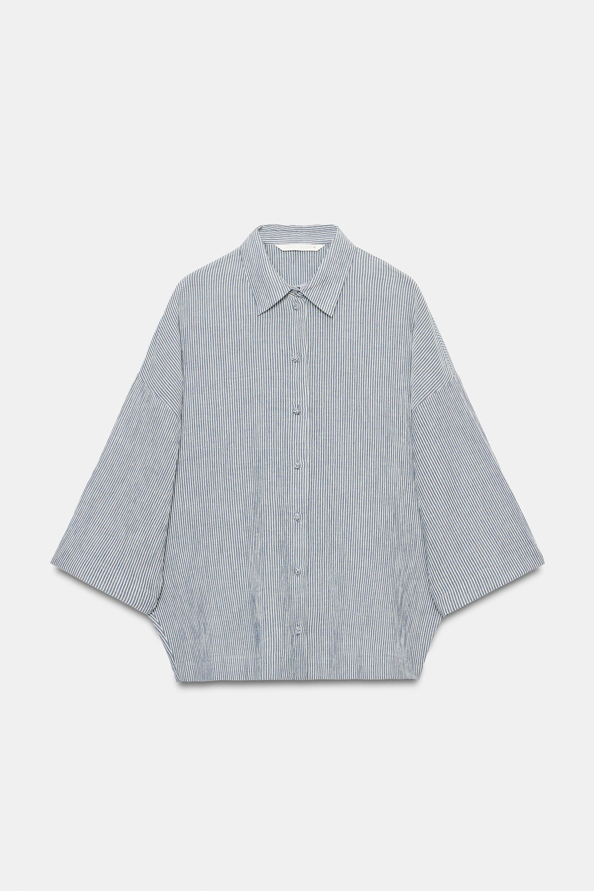 SHORT SLEEVE SHIRT ZW COLLECTION - Navy blue | ZARA Canada