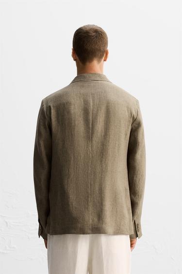 LIMITED EDITION 100% LINEN SUIT BLAZER - camel by Zara - Image 2