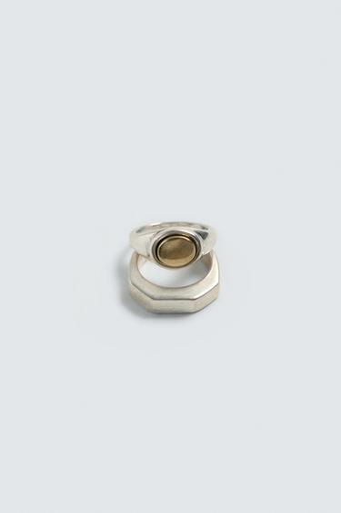 LOT DE 2 BAGUES MÉTALLIQUES COMBINÉES - Argent de Zara - Image 3