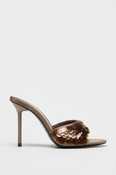 FANTASY SEQUIN SANDALS - Taupe Grey by Zara