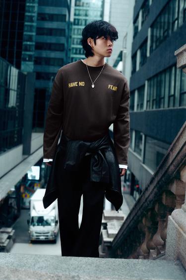 Zara 休閒版打褶長褲 - 黑色 - 圖片 0