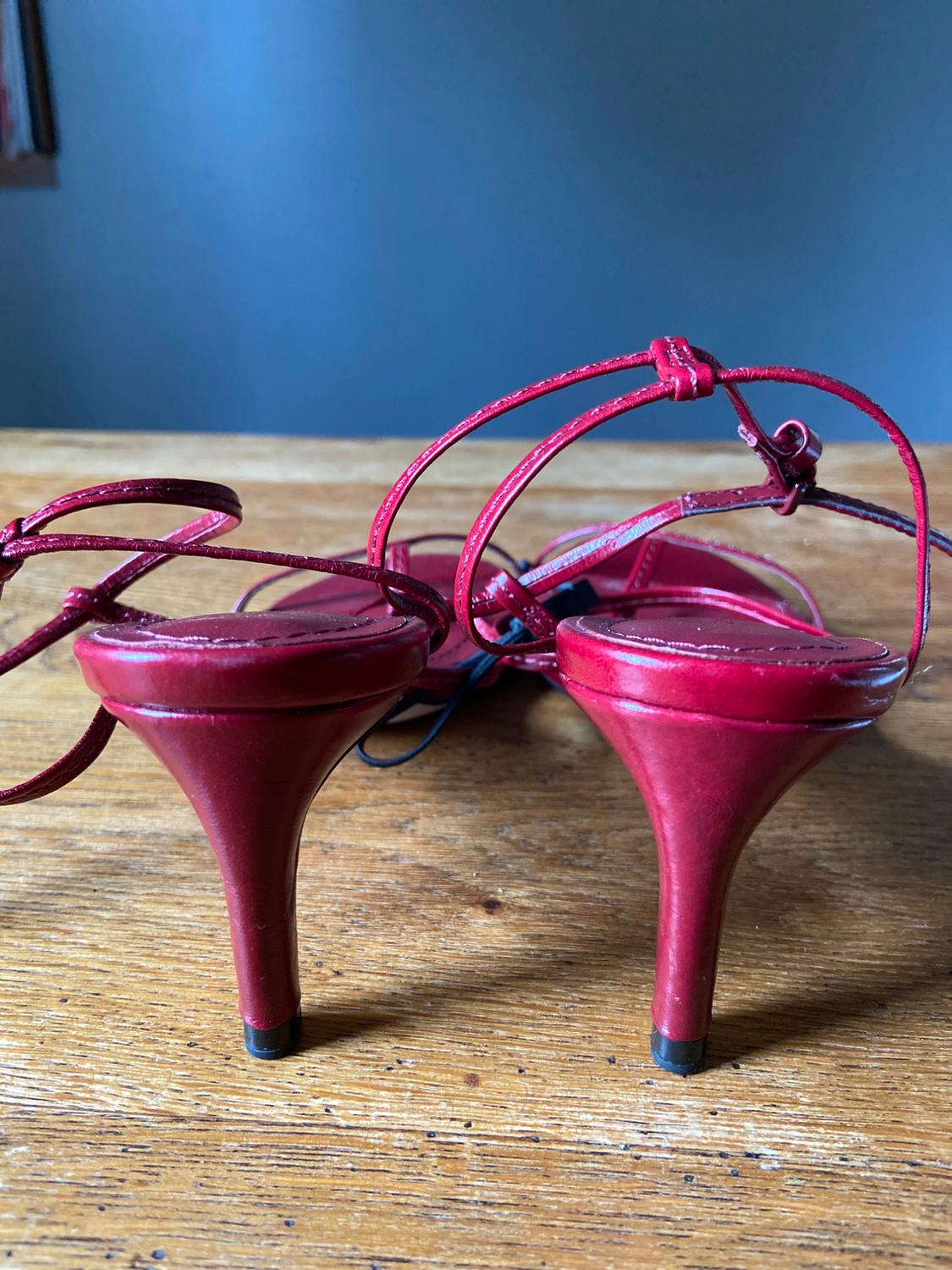 RED STRAPPY HIGH HEEL SANDALS - Image 2