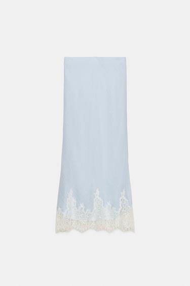 LACE MIDI SKIRT - Pastel blue by Zara - Image 7
