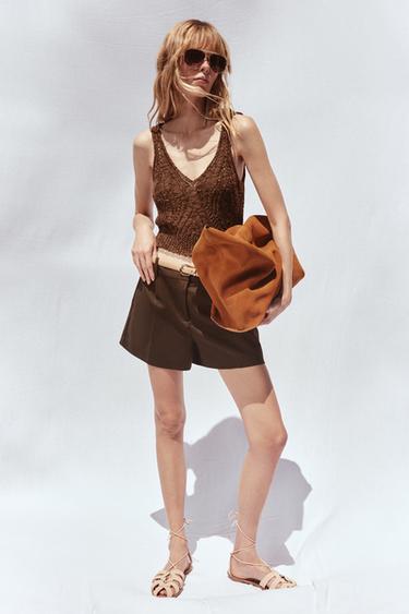 POINTELLE KNIT TOP - Brown by Zara - Image 4