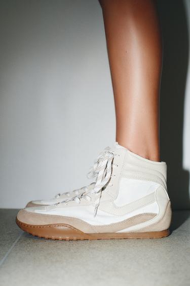 Zara SPORTY ANKLE BOOTS - Off White
