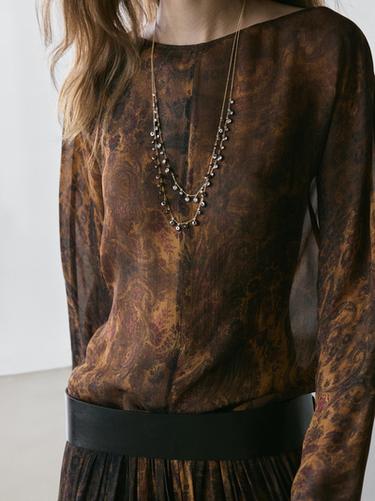 Zara Antique rhinestone necklace - Golden - Image 0