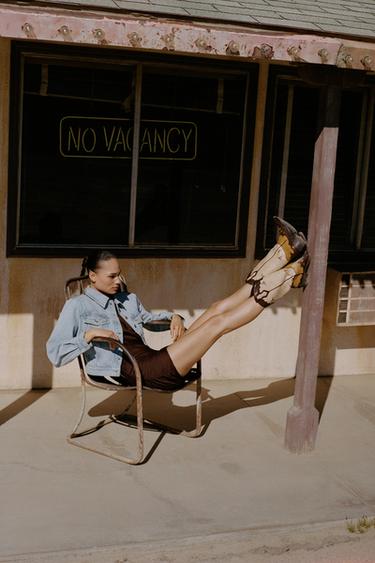 KURZE Z1975 JEANSJACKE MIT SCHULTERPOLSTERN - Mittelblau von Zara