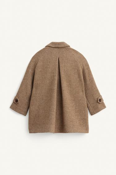 HERRINGBONE WOOL BLEND COAT LIMITED EDITION - Dark camel by Zara - Image 7