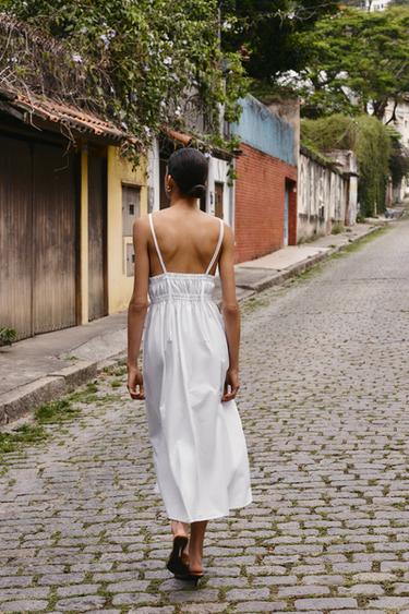 POPLIN MIDI DRESS - White by Zara