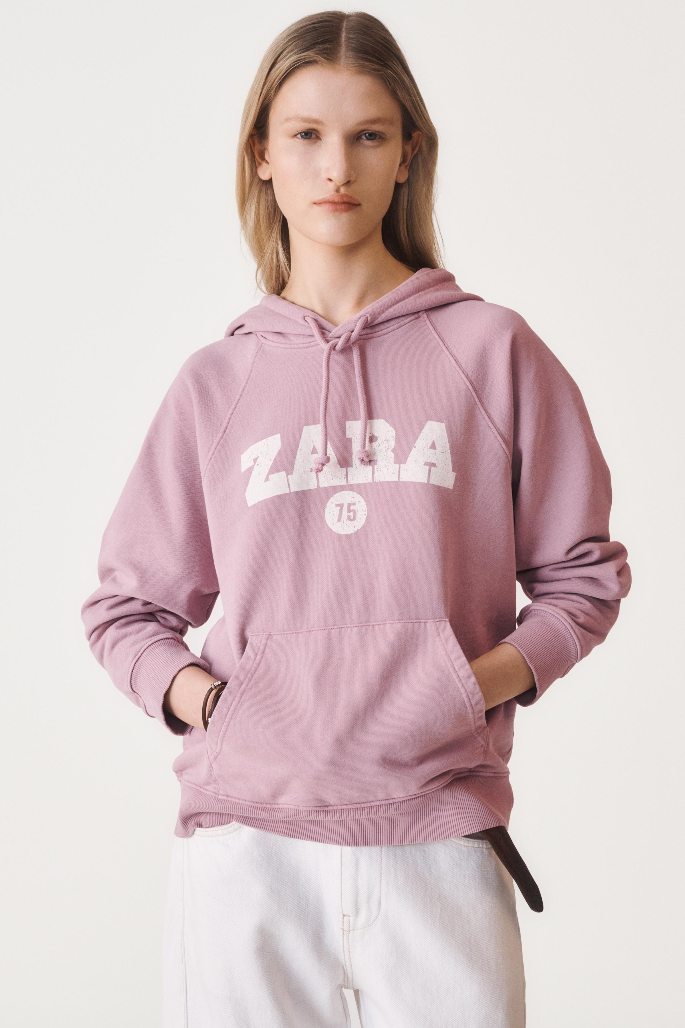 Rosa Zara Felpa Oversize Cappuccio Zara Felpe Donna Felpa In