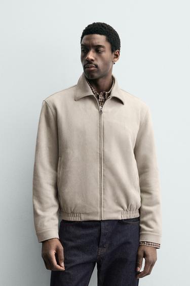 FAUX SUEDE JACKET - Light grey by Zara