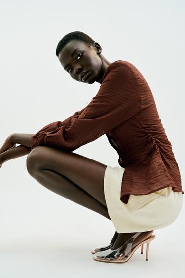 VINYL HIGH-HEEL SLINGBACK SHOES - Light beige by Zara