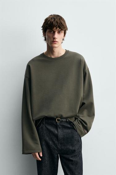 SUDADERA CROPPED FIT INTERLOCK - Verdoso de Zara