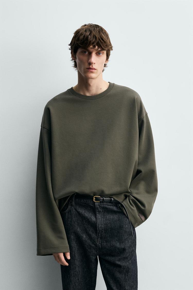 ZARA CROPPED INTERLOCK SWEATSHIRT