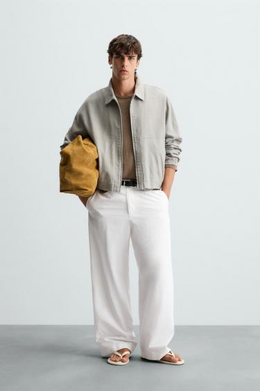 LINEN/COTTON TEXTURED JACKET - Greenish by Zara