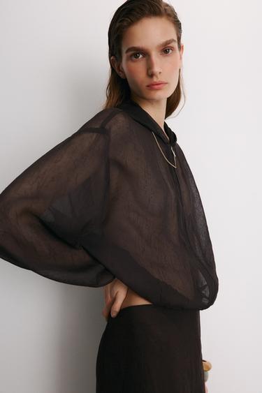 CAZADORA SEMITRANSPARENTE CAPUCHA - Marrón de Zara