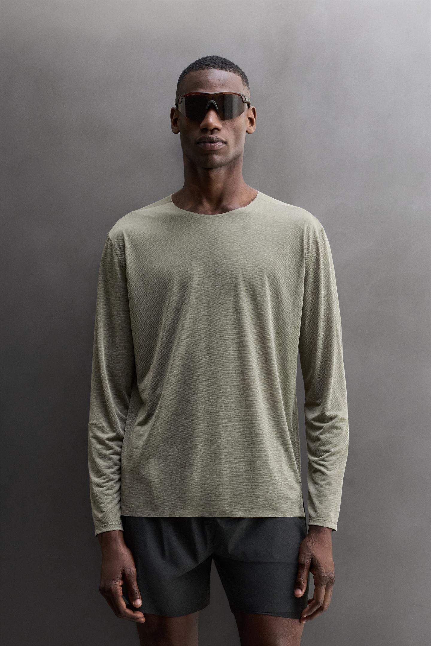 Мужская футболка Zara Lightweight Structured Running, цвет: Зелёный меланжевый — фото 2