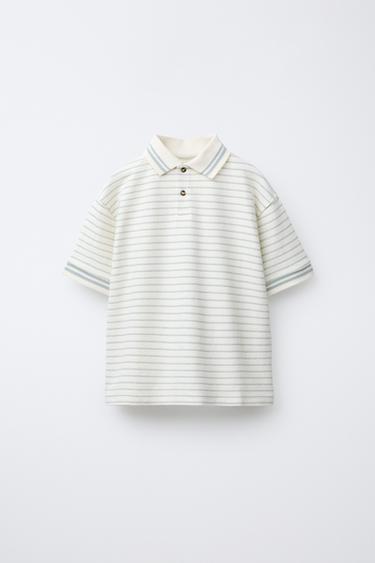 STRIPED RUSTIC POLO SHIRT - Ecru by Zara