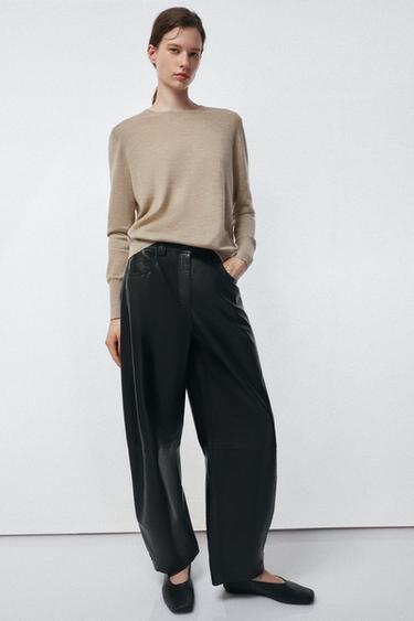PANTALÓN BARREL PIEL ZW COLLECTION LIMITED EDITION - Negro de Zara