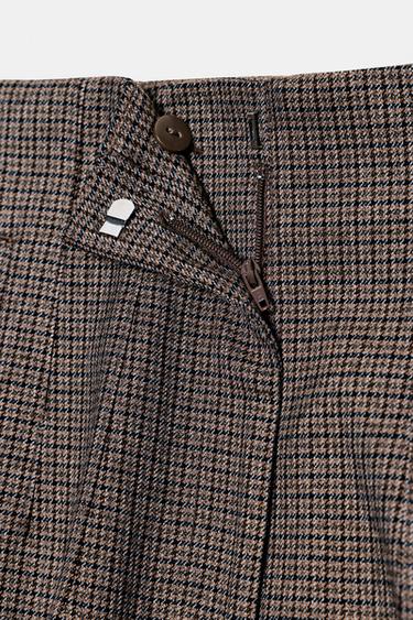 PANTALON TAILLE HAUTE À CARREAUX - Marron de Zara - Image 8