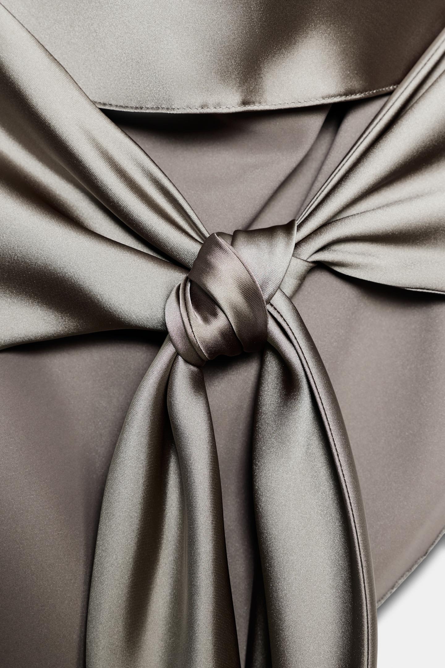 Женский топ Zara Satin Halter Top, цвет: Серый — фото 8