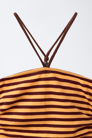 ROBE À RAYURES HALTER - Jaune soutenu de Zara - Image 2