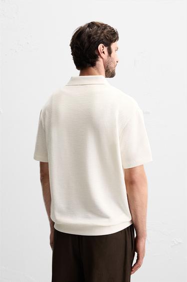 JACQUARD TEXTURED POLO SHIRT - Oyster-white by Zara - Image 2