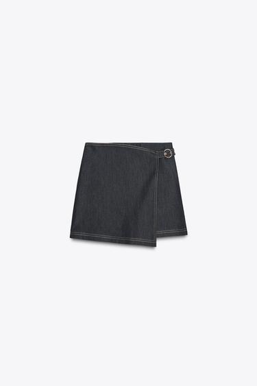 Zara WRAP BUCKLE CULOTTES - Indigo