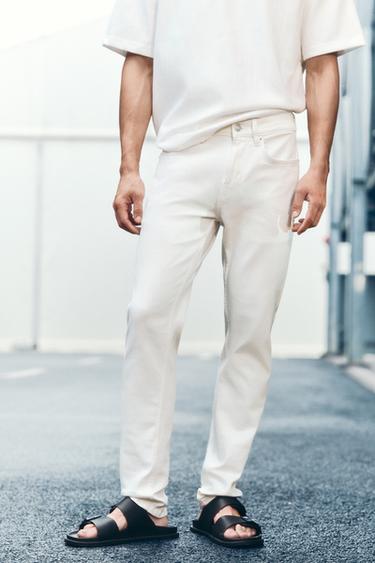 Zara 基本款修身版牛仔褲 - 磨白色