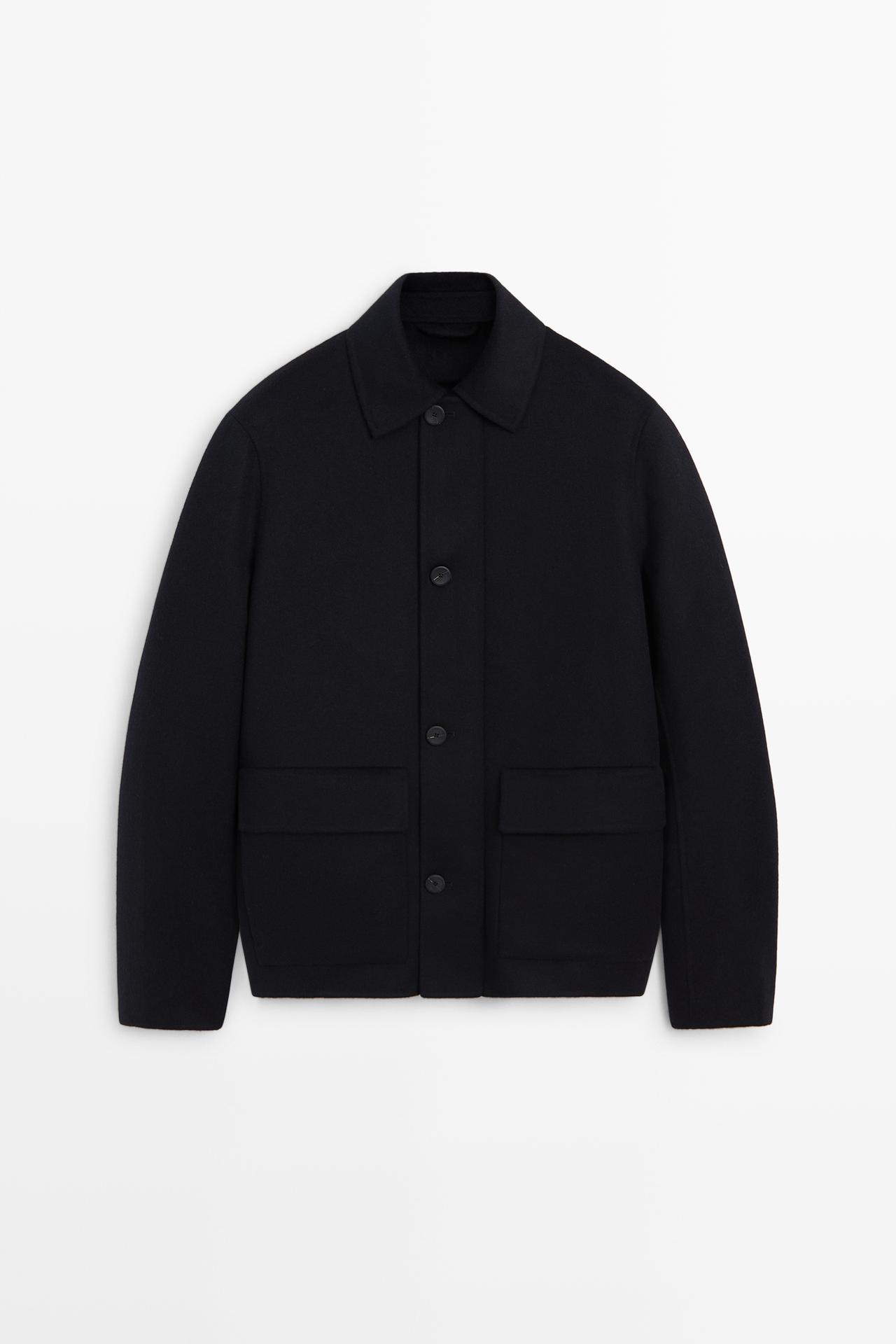Double wool short coat — Deep blue