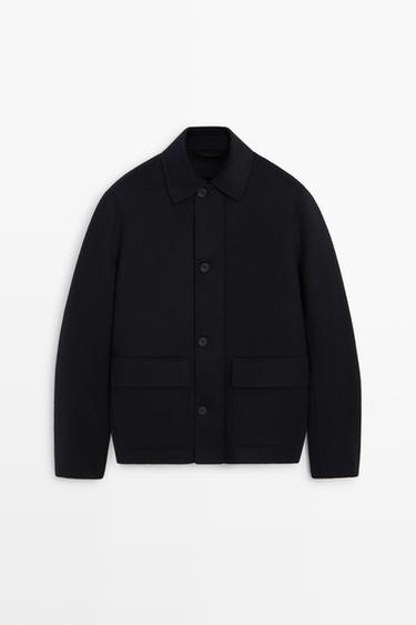 Double wool short coat — Deep blue 1