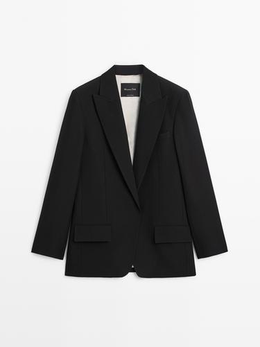 Americana traje tejido crepé - Negro de Zara